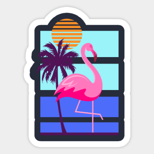 Flamingo and Palm Tree Summer Beach Design Sticker